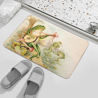FROG STRUMMING  Vintage Abstract Entertainment Print Bath Mat