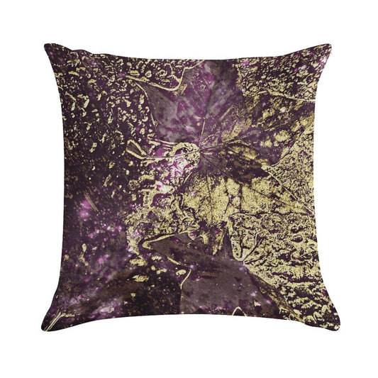 Two Purple Leaves in Melted Gold Soft Home Decor Throw Pillow