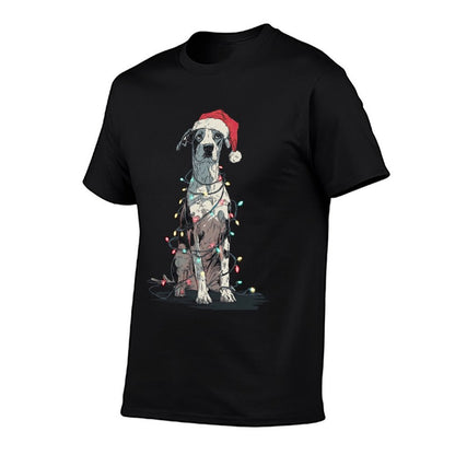 Funny Catahoula Leopard Dog Christmas Graphics Lights Lover  High-quality Stitching T-Shirt