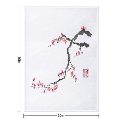 Blushing Maid Sumi-e Painting Throw Blanket