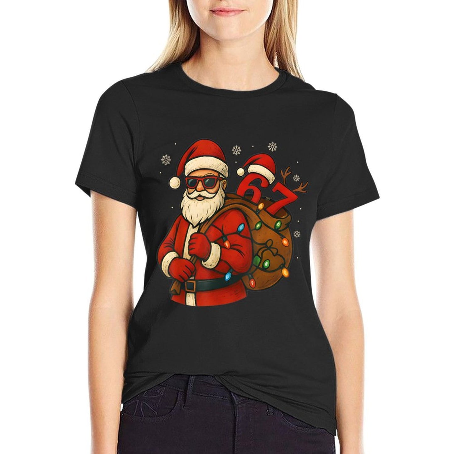 67 Christmas Funny Six Seven Meme Santa Claus Men Boys Kids  Breathable T-Shirt