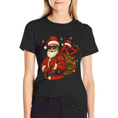 67 Christmas Funny Six Seven Meme Santa Claus Men Boys Kids  Breathable T-Shirt