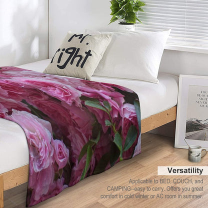 Pink Peonies Garden Throw Blanket