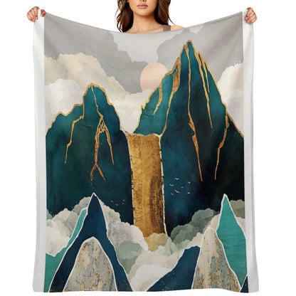 Golden Waterfall Throw Blanket