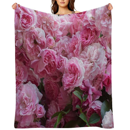 Pink Peonies Garden Throw Blanket