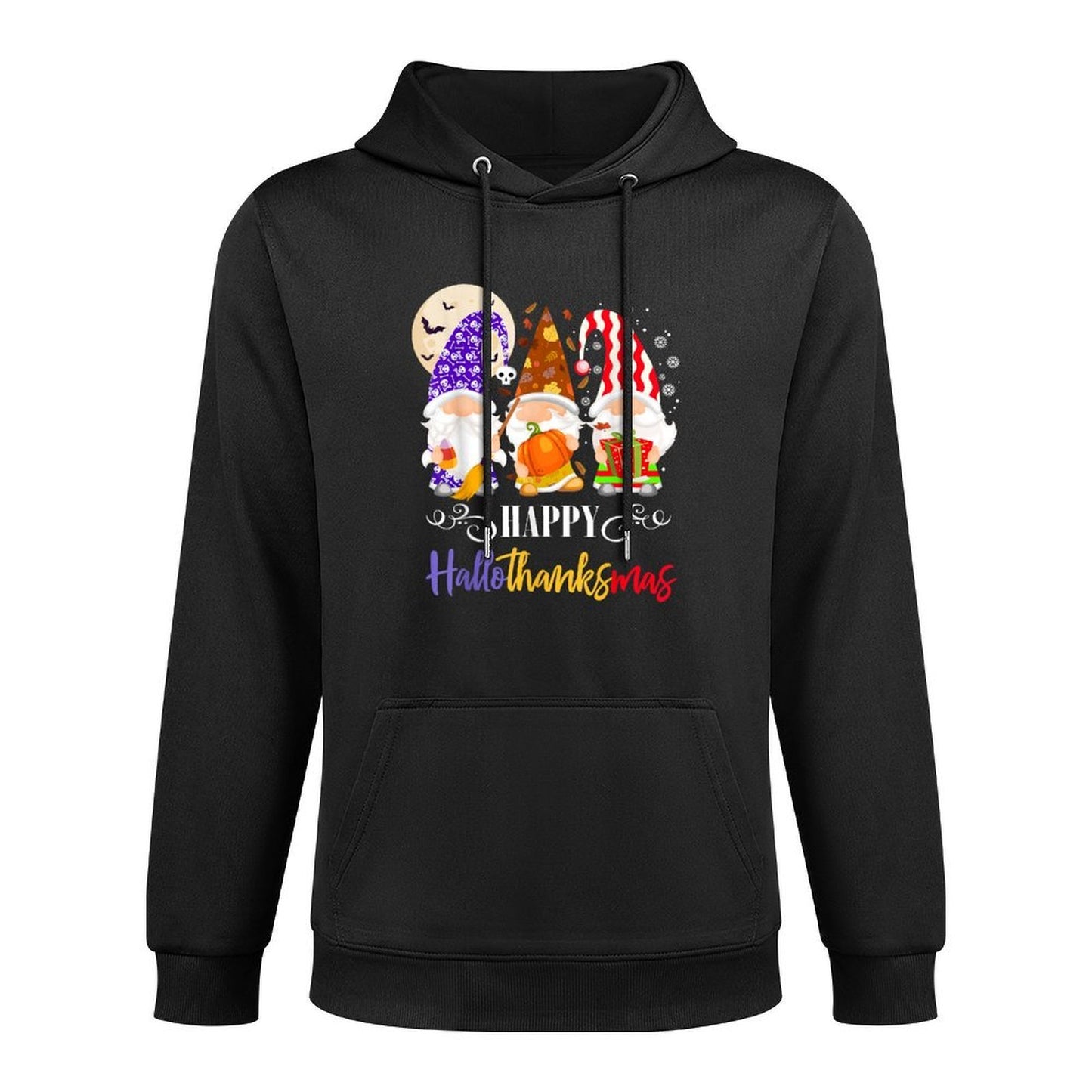 Halloween Thanksgiving Christmas Gnome Happy HallothanksMas Shrink-Resistant Hoodie