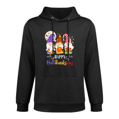 Halloween Thanksgiving Christmas Gnome Happy HallothanksMas Shrink-Resistant Hoodie