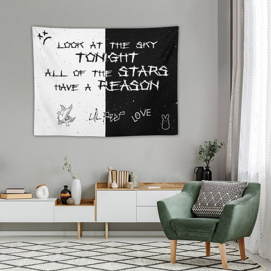 Lil Peep White And Black Star Tapestry