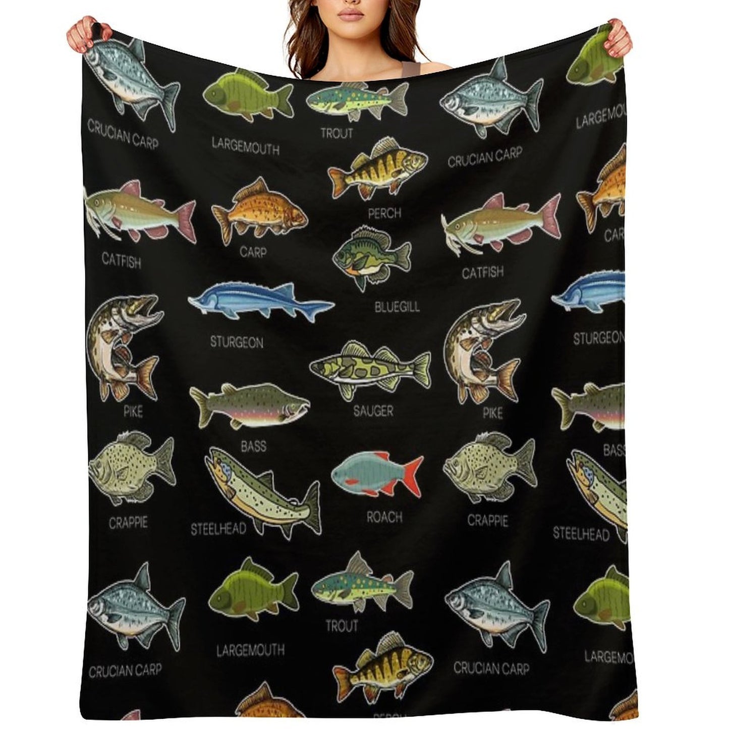 Types Of Freshwater Fish Species Fishing Throw Blanket