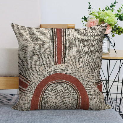 Awesome Aboriginal Dot Art Linen Throw Pillow Cover
