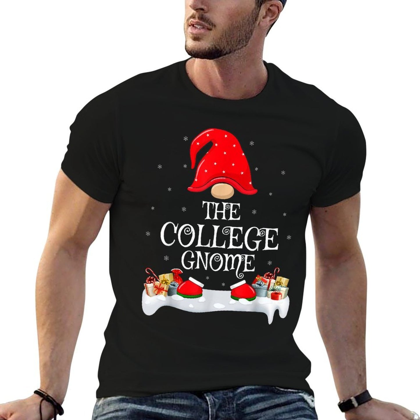 Family Matching Group The College Gnome Christmas  Oversized Silhouette T-Shirt