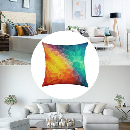 Abstract Multi Color Cubizm Painting Linen Throw Pillow Cover