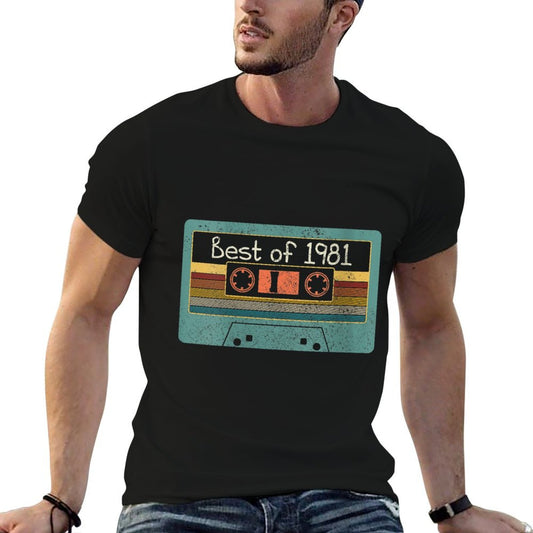 Womens 40th Birthday Gift Vintage Best Of 1981 Cassette Tape Funny  Heathered Texture T-Shirt