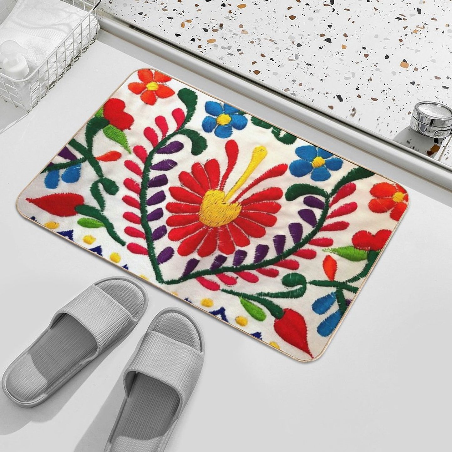 Mexican Flowers Bath Mat