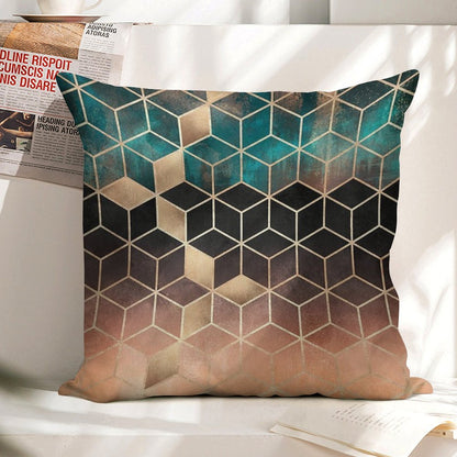 Ombre Dream Cubes Linen Throw Pillow Cover