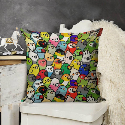 Everybirdy Pattern 2023 Linen Throw Pillow Cover