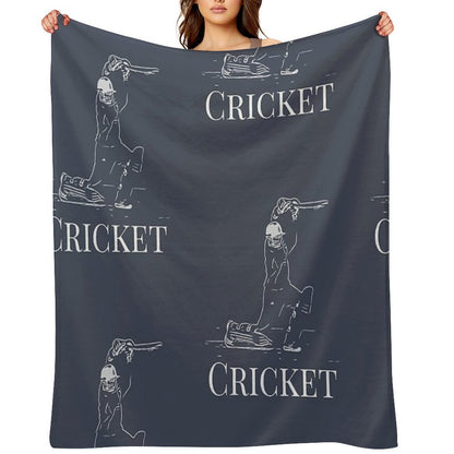 Cricket Batsman Cricketer Design Logo Style Throw Blanket