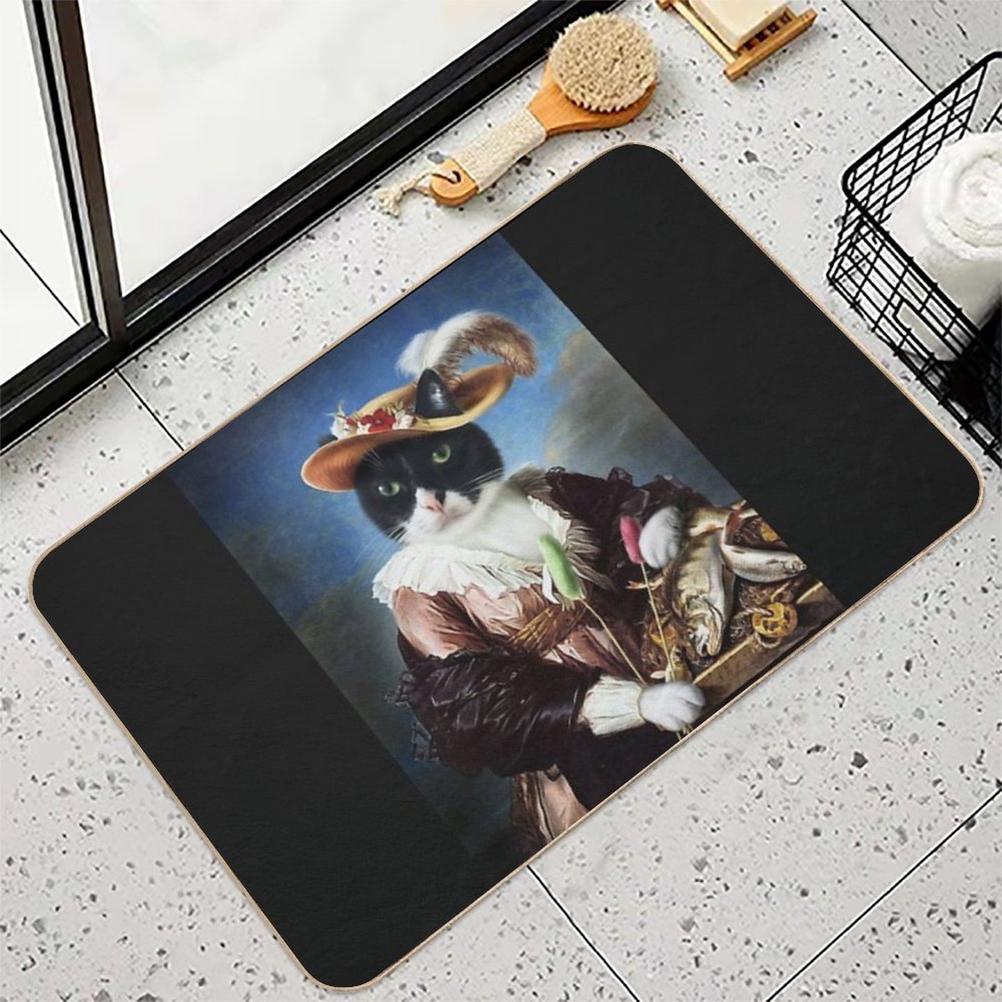 Cat Portrait - Batters  Dirt-Trapping Bath Mat