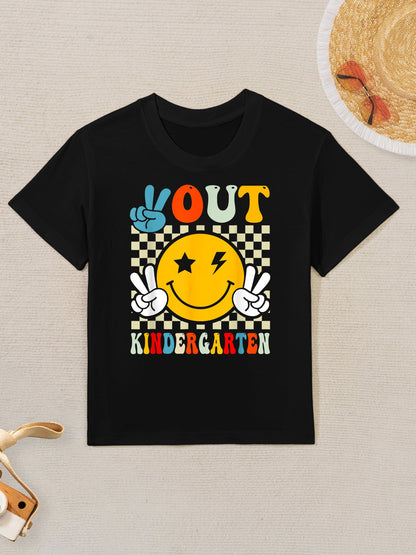 Groovy Peace Out Kindergarten Graduation Last Day Of School Kids T-Shirt