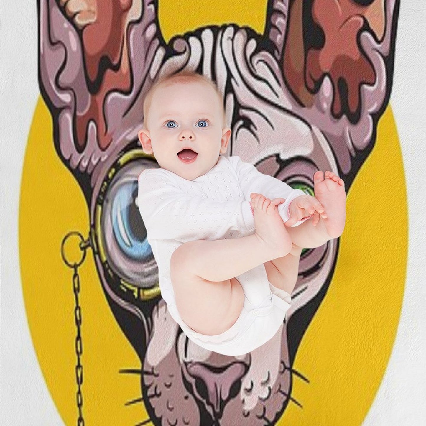 Sphinx Cat with Monocle Throw Blanket