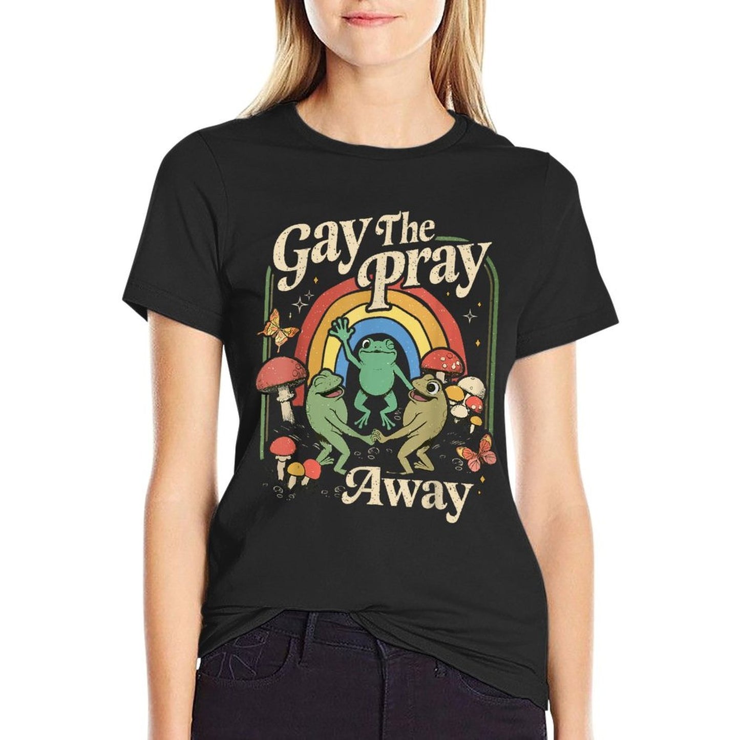 Gay The Pray Away Rainbow Funny Meme Frogs LGBT Pride LGBTQ  Soft T-Shirt