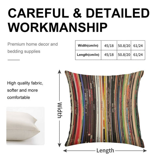 Ultimate Vinyl Record Collection Linen Throw Pillow Cover