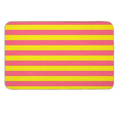 Yellow Pink Stripes Bath Mat