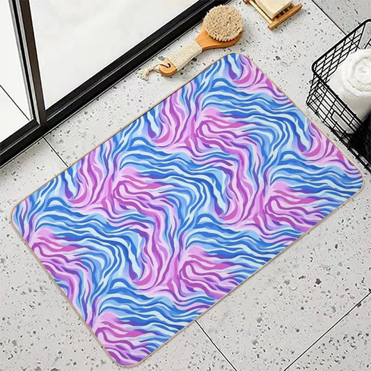 Abstract Wavy Lines Pattern Texture  Long-Lasting Bath Mat