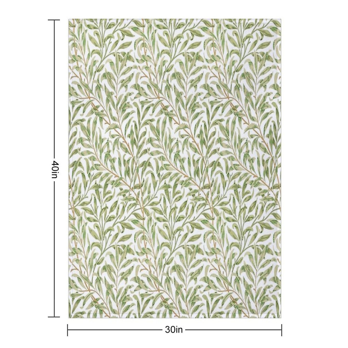 Willow Bough by William Morris - Seamless-  Gold Green Leaves on Off White Background Throw Blanket