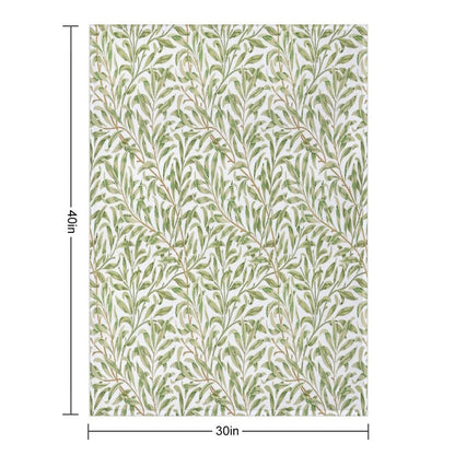 Willow Bough by William Morris - Seamless-  Gold Green Leaves on Off White Background Throw Blanket