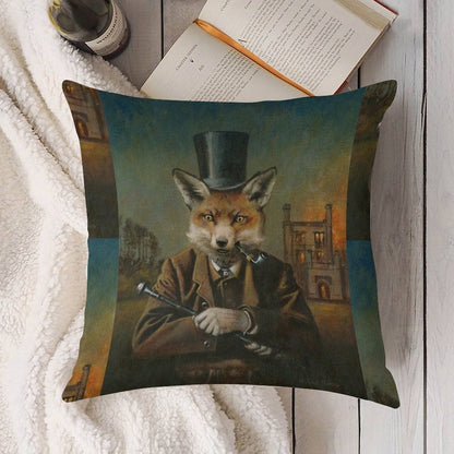 The Dapper Fox Linen Throw Pillow Cover