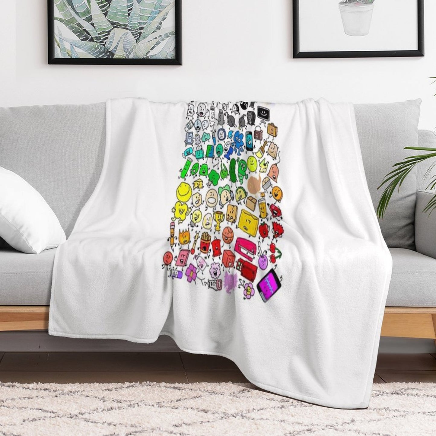 BFDI Inanimate Insanity All Characters (Transparent) Throw Blanket