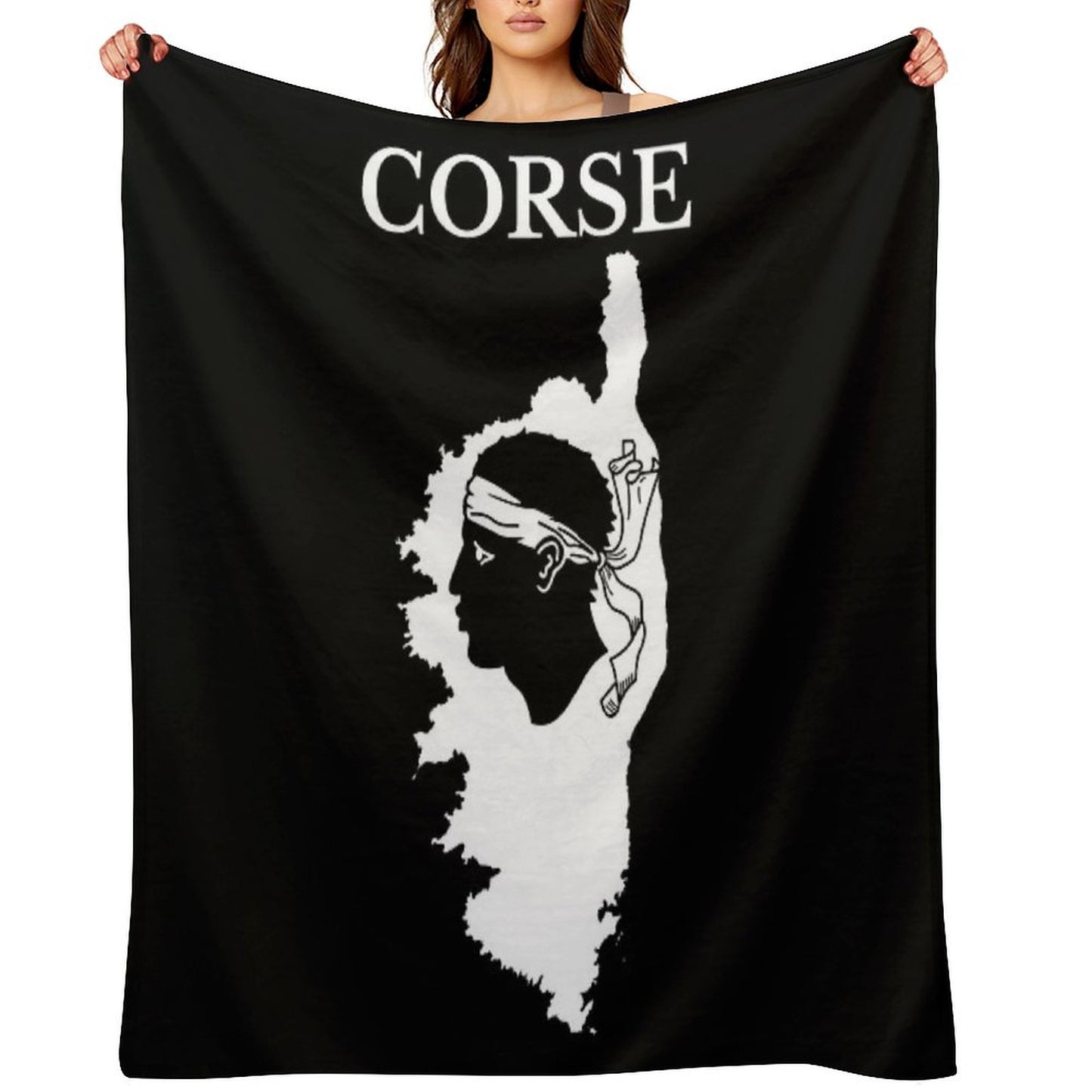 Corsica (Corse) Map, France, French Region. Throw Blanket