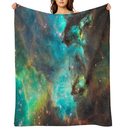 Green Galaxy Throw Blanket