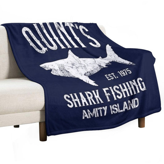Quint's Shark Fishing - Amity Island 1975 Throw Blanket
