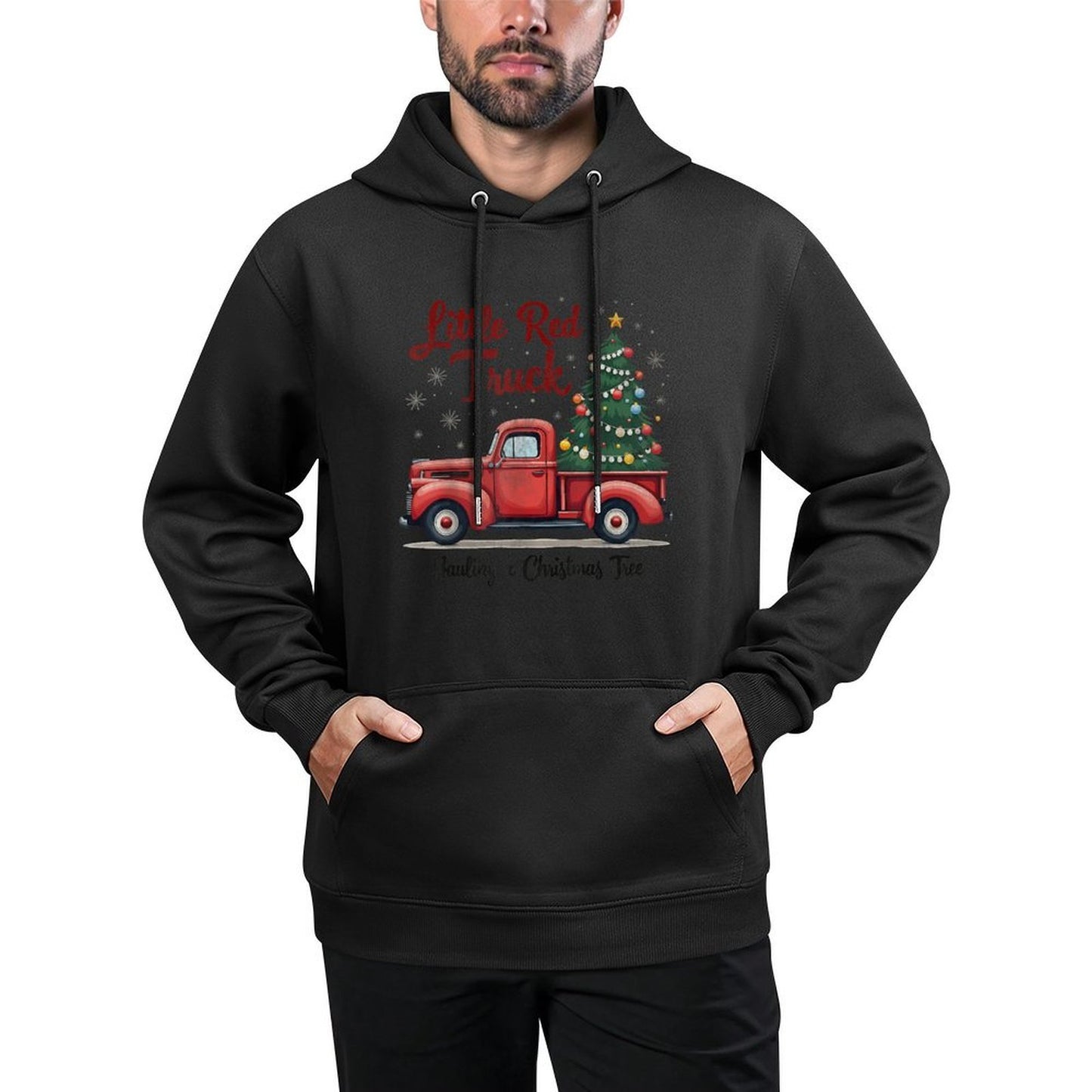 Little Red Truck Hauling A Christmas Tree Family Matching Casual Wear Hoodie