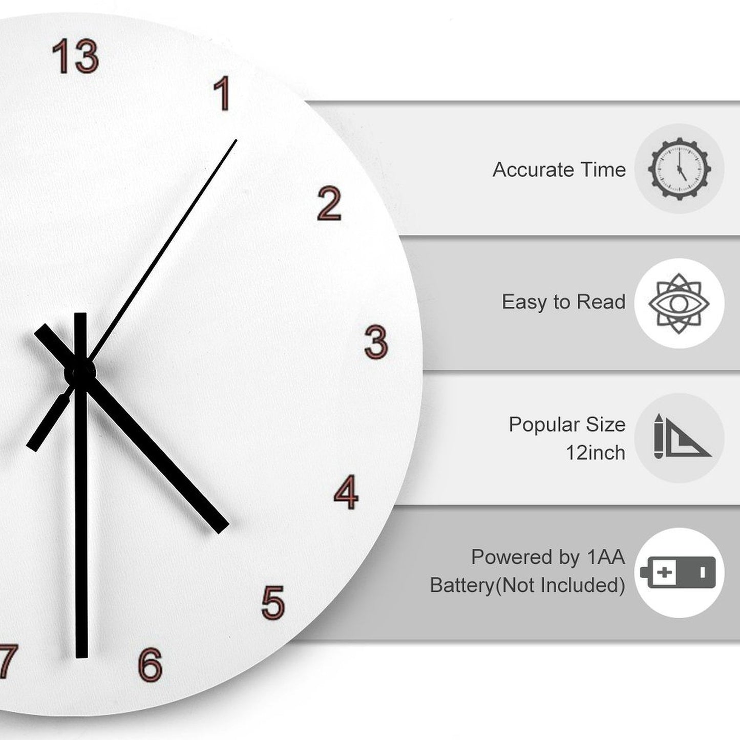 13 Hour Clock Face Wall Clock