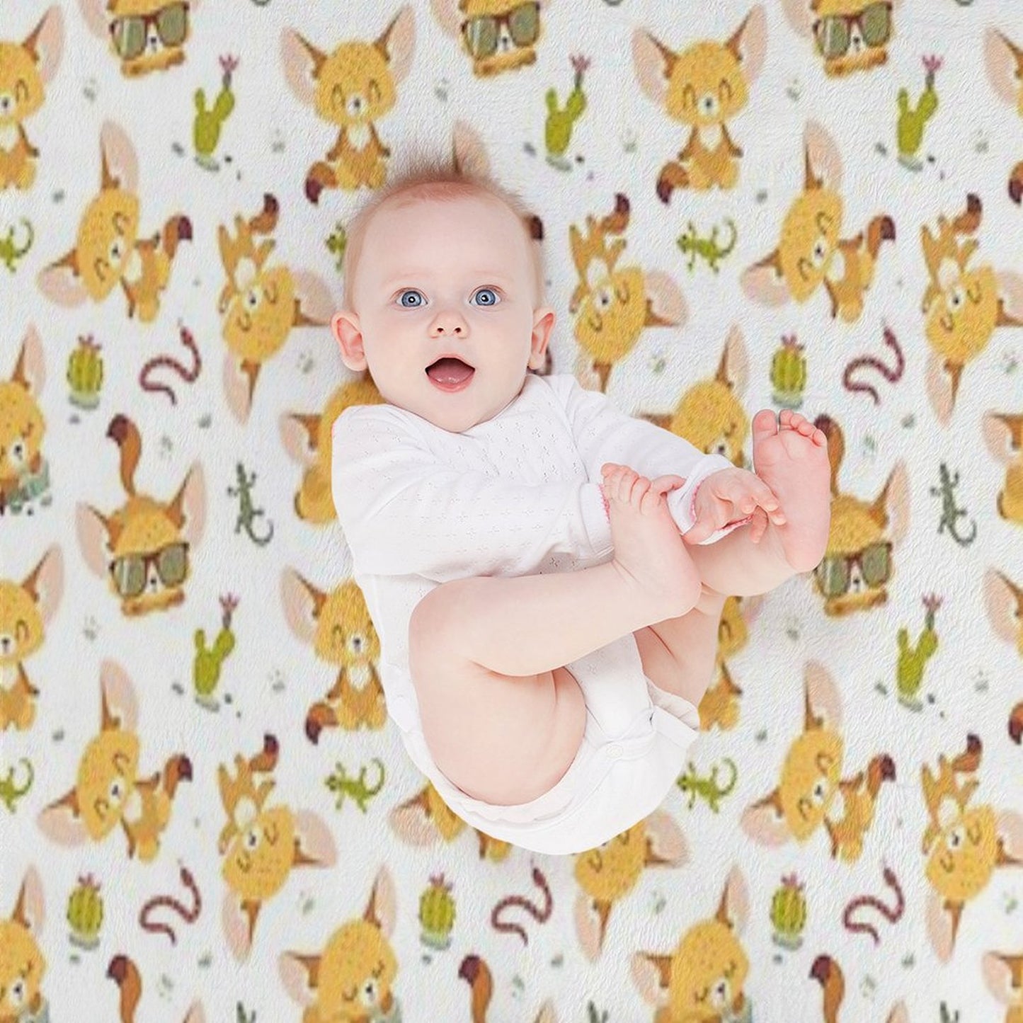 Cartoon Style Fenech Throw Blanket