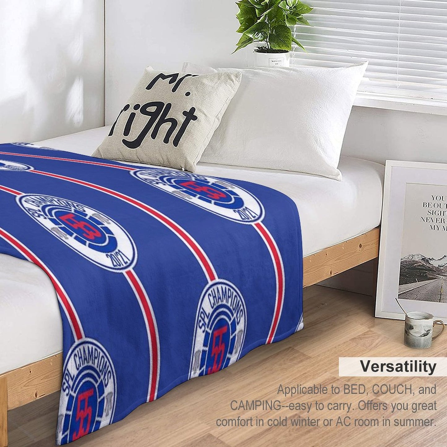 Rangers Fc Champions Mock Badge Design Throw Blanket