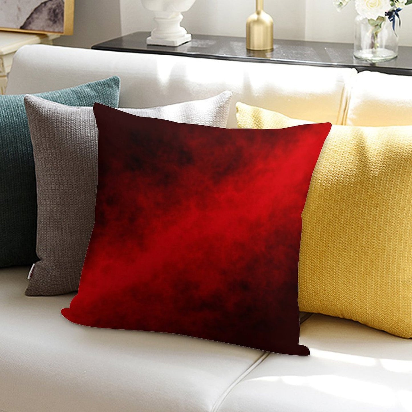 Red Smoke Soft Shrink-Resistant Throw Pillow
