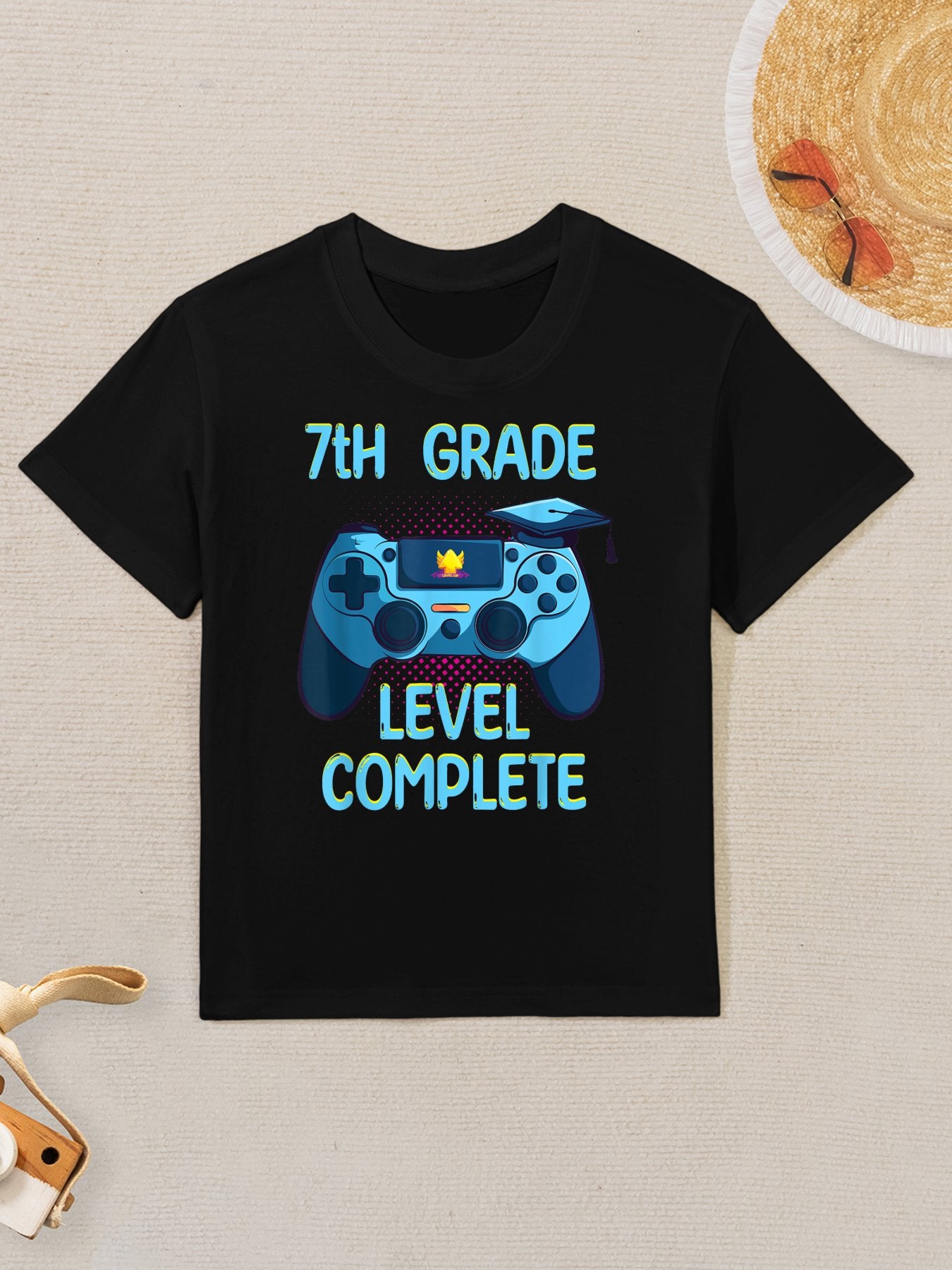 7th Grade Level Complete Last Day Of School Funny Graduation Kids T-Shirt