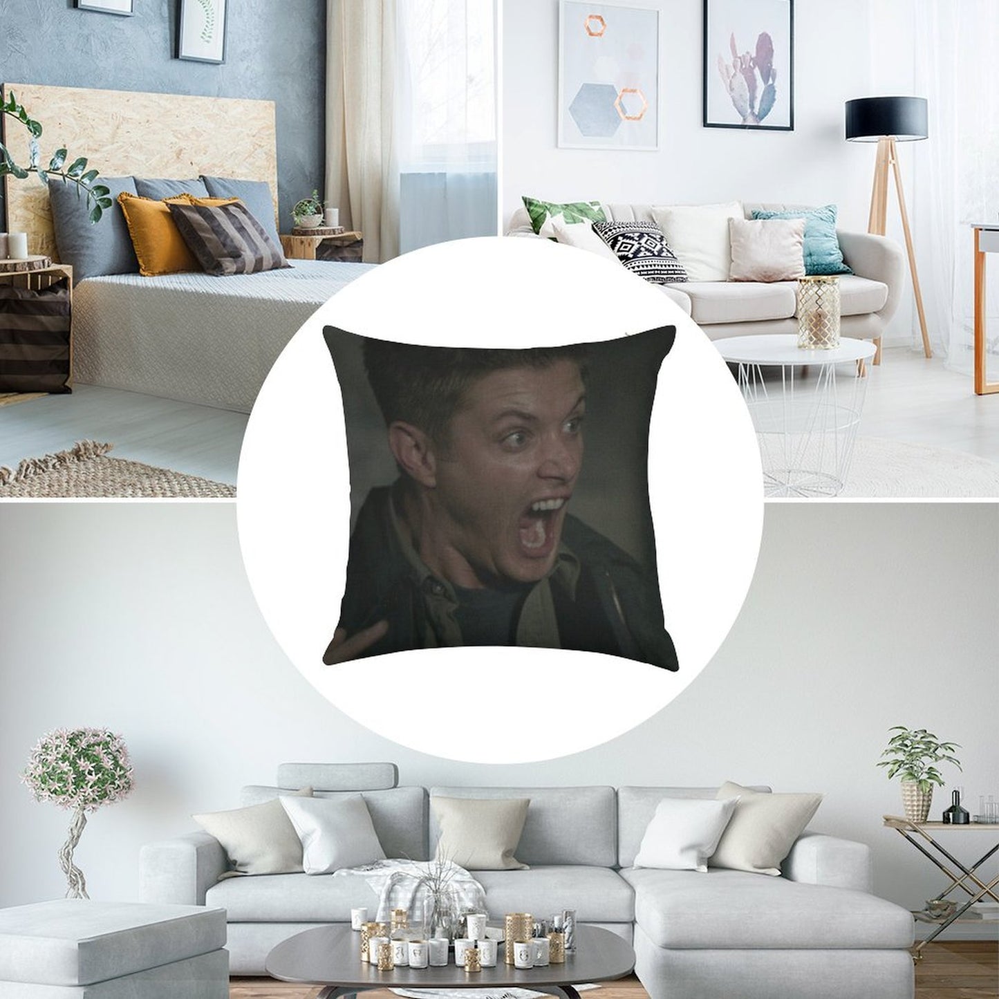 Dean Winchester Scream Linen Throw Pillow Cover