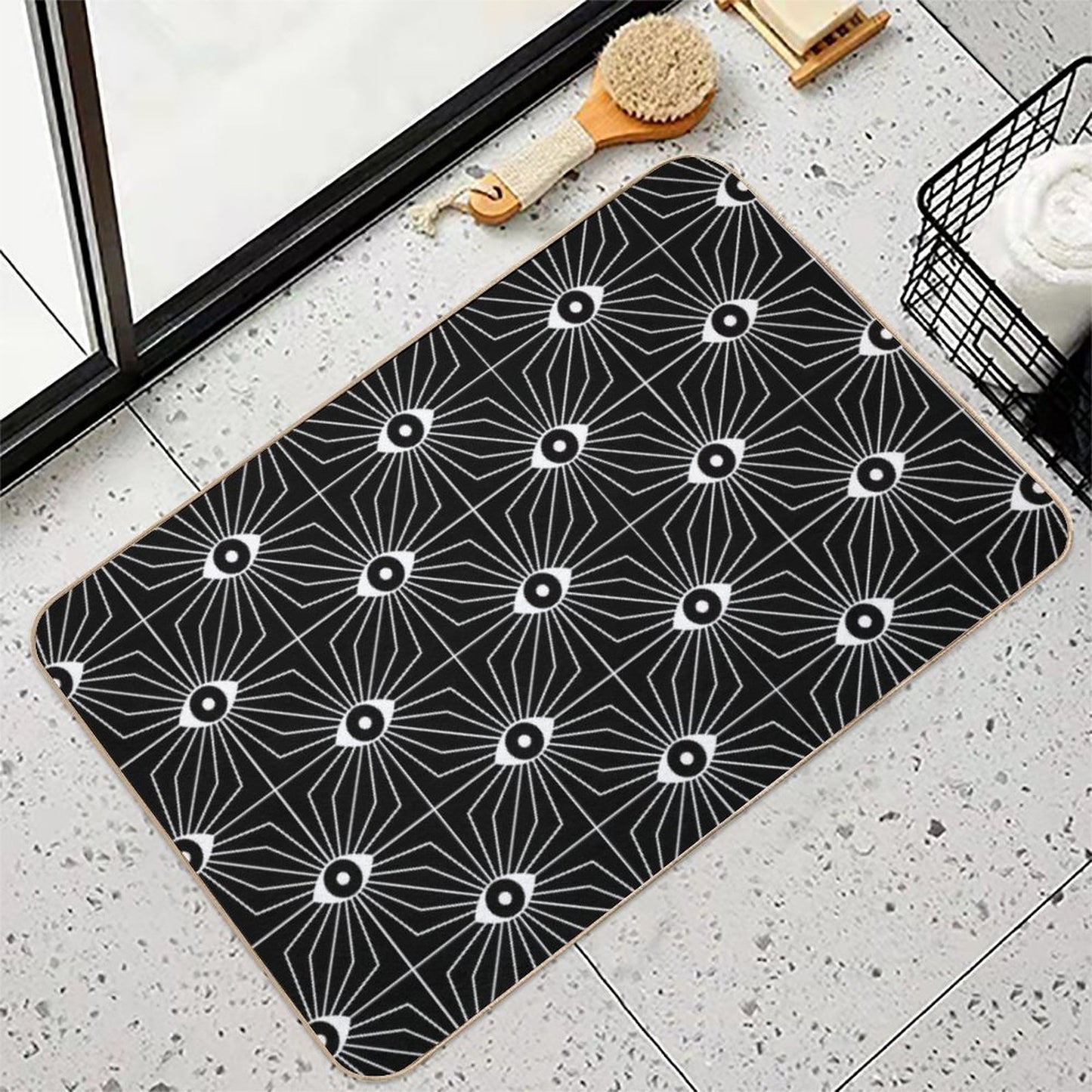 Electric Eyes - Black And White  Toxin-Free Bath Mat