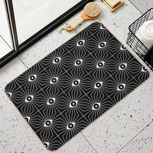 Electric Eyes - Black And White  Toxin-Free Bath Mat