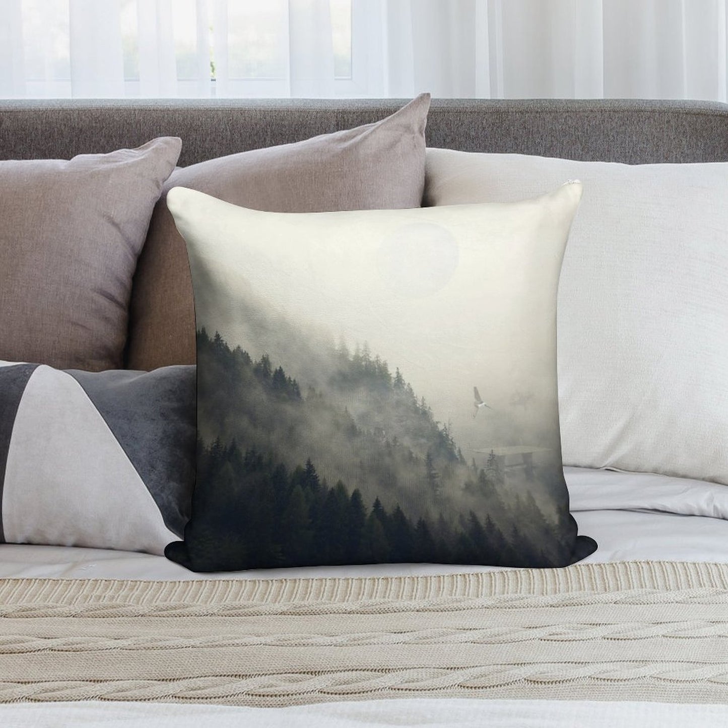 Forest Moon Soft Decorative Cover Throw Pillow