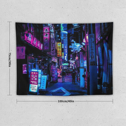 Blue Tokyo Alleys Tapestry