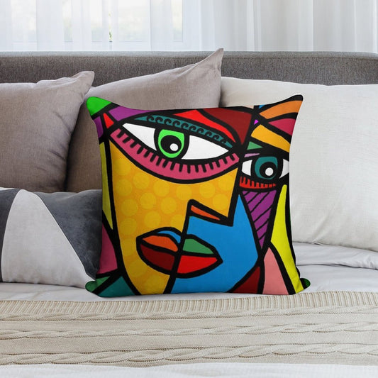 Funky Abstract Face Soft Anti-Pilling Throw Pillow