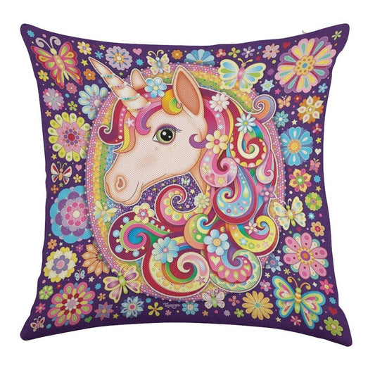 Unicorn Rainbow Art - Colorful Unicorn Art by Thaneeya McArdle Linen Throw Pillow Cover