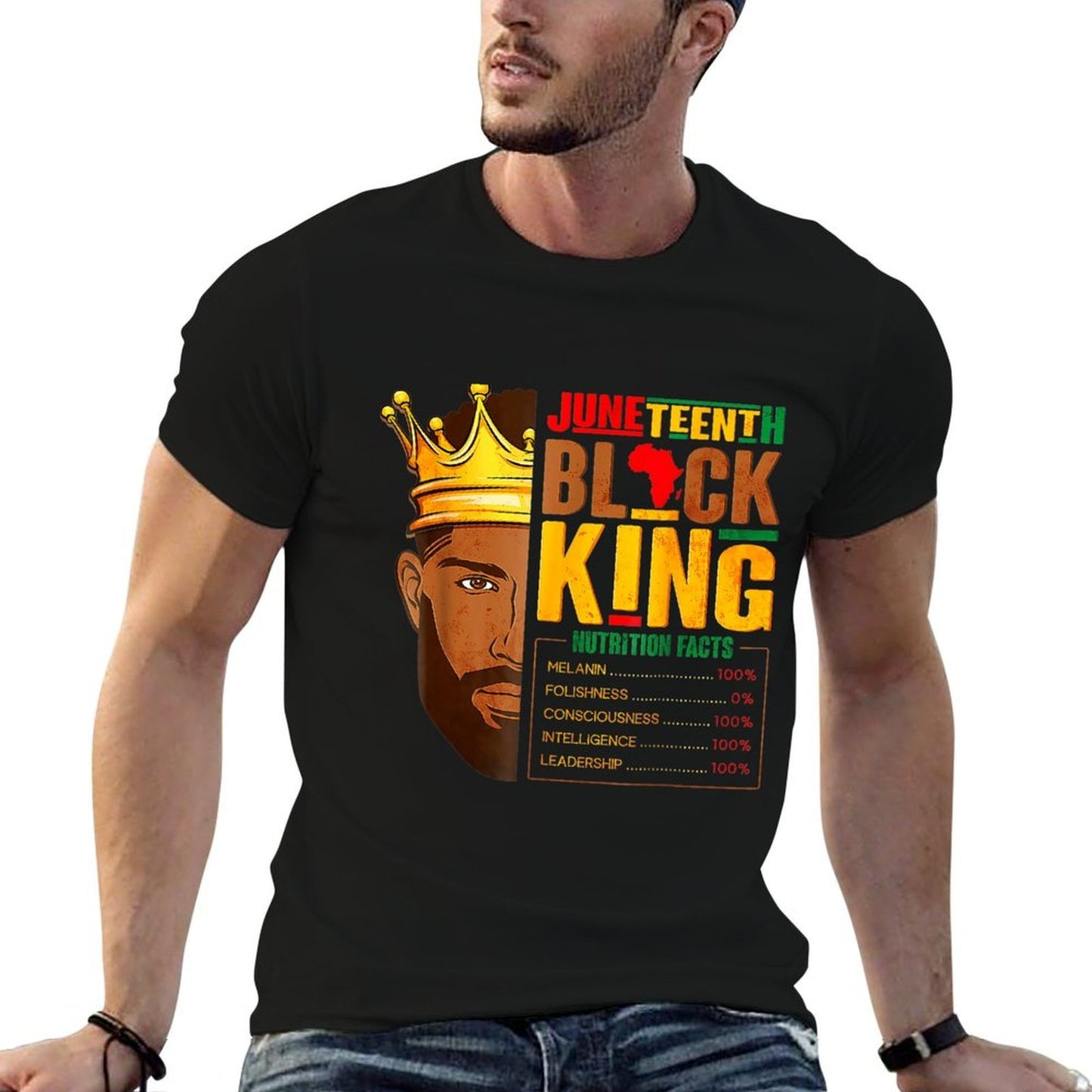 Juneteenth Black King Nutritional Facts  Polyester Blend T-Shirt