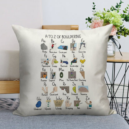 A to Z of Bouldering Linen Throw Pillow Cover